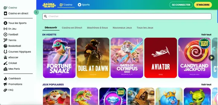 Avis sur le casino Samba Slots : site officiel, jeux, bonus et p